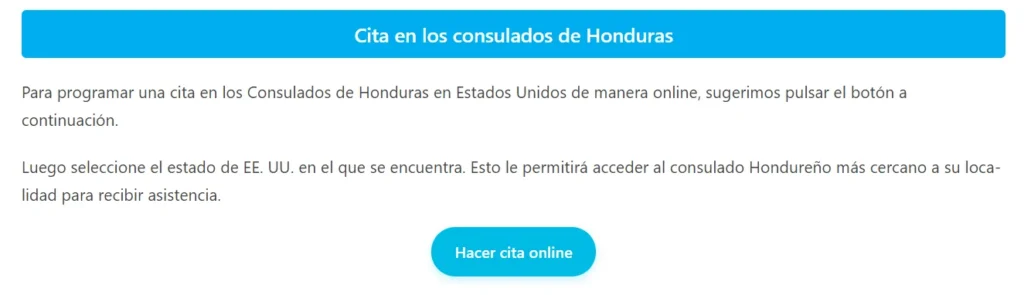 cita consular honduras en estados unidos